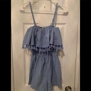 striped pom pom romper